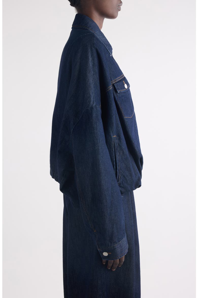 Vesto Bubble Hem Denim Jacket, Alternate, color, INDIGO
