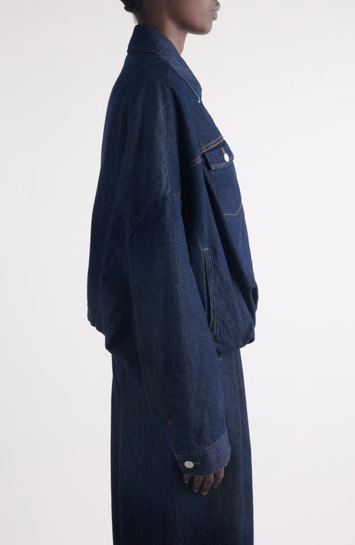 Dries Van Noten Vesto Bubble Hem Denim Jacket In Blue