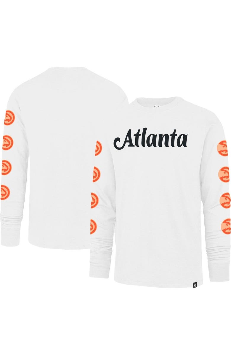 '47 Men's '47 White Atlanta Hawks City Edition Downtown Franklin Long Sleeve T-Shirt, Main, color, 