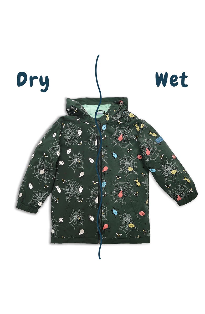 Holly and Beau Color Changing Hooded Raincoat, Alternate, color, Green