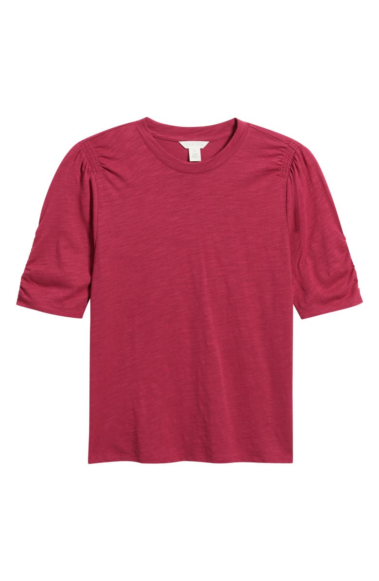 Caslon<sup>®</sup> Puff Sleeve Cotton Blend T-Shirt, Alternate, color, Burgundy Berry