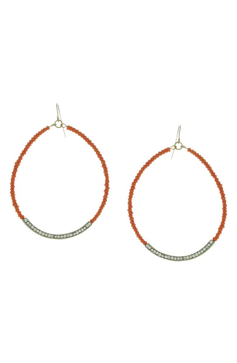 OLIVIA WELLES Crystal Beaded Hoop Earrings, Main, color, Burnished Gold / Clear