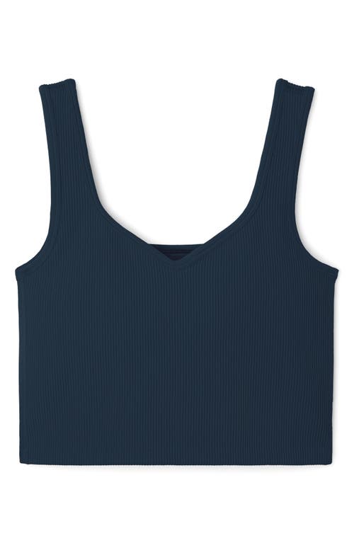 Rhone Embrace Seamless Rib Crop Top In Blue