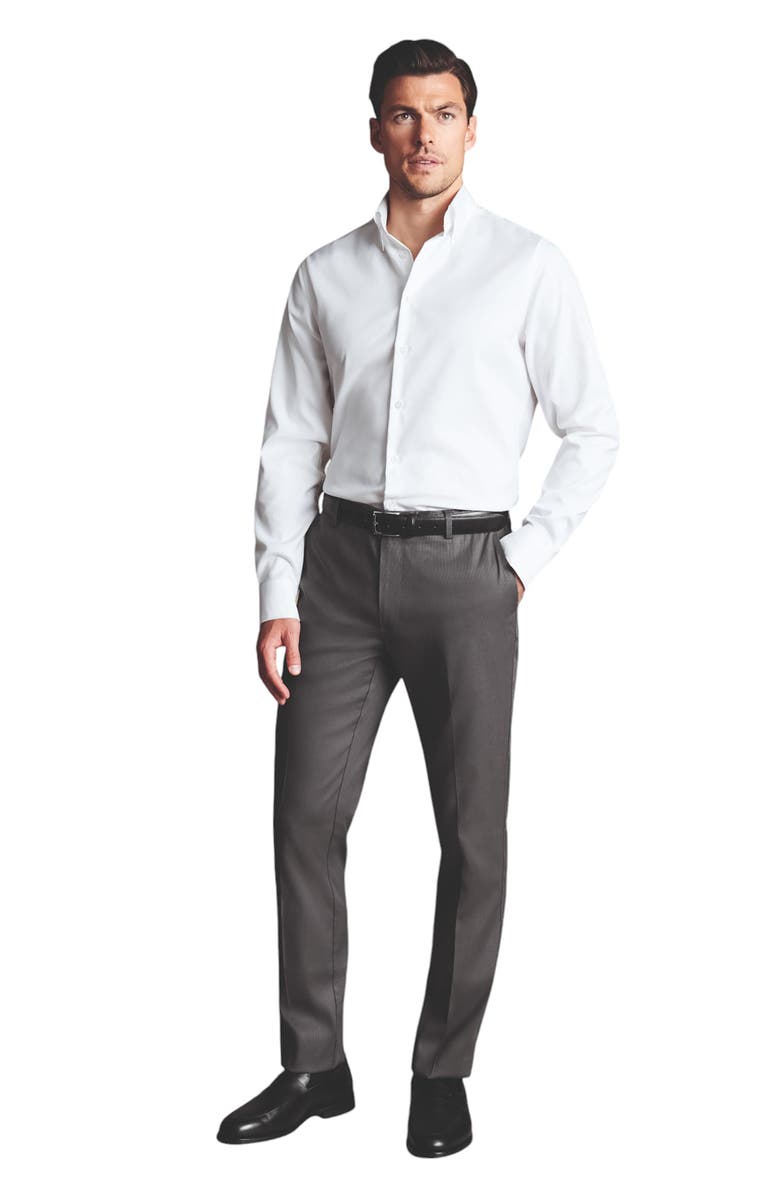 Charles Tyrwhitt Slim Fit Smart Texture Pants, Main, color, Charcoal Grey