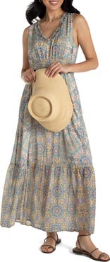 Liverpool Los Angeles Floral Paisley Smock Waist Maxi Dress