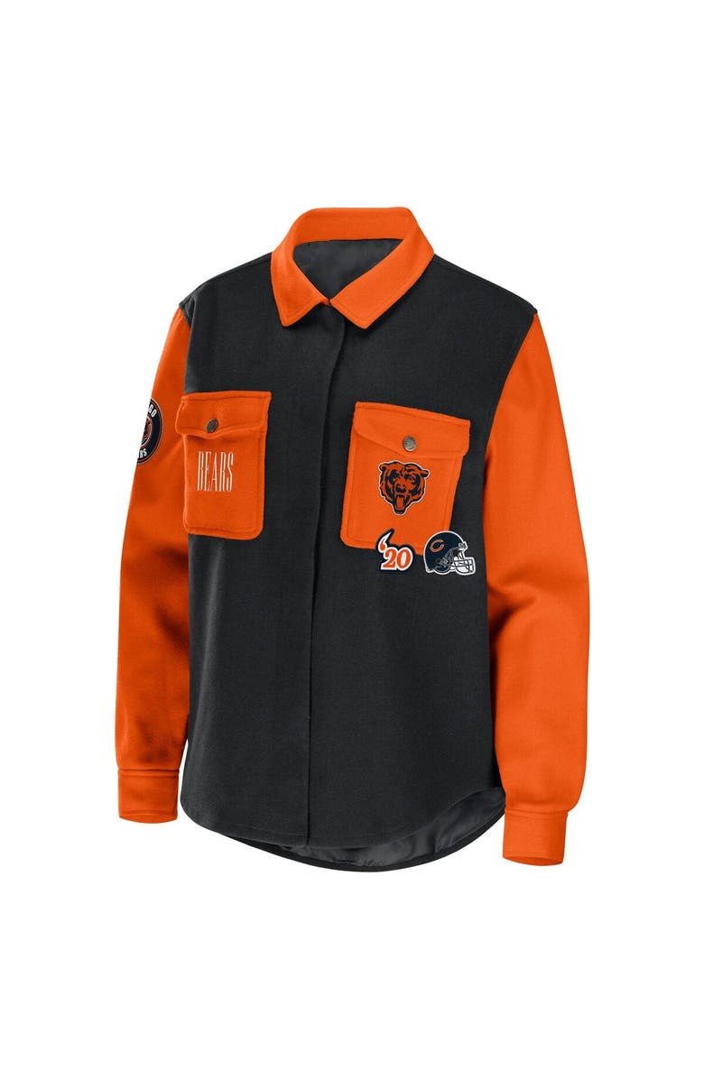 WEAR by Erin Andrews Women's WEAR by Erin Andrews Black Chicago Bears Snap-Up Shirt Jacket, Alternate, color, Black