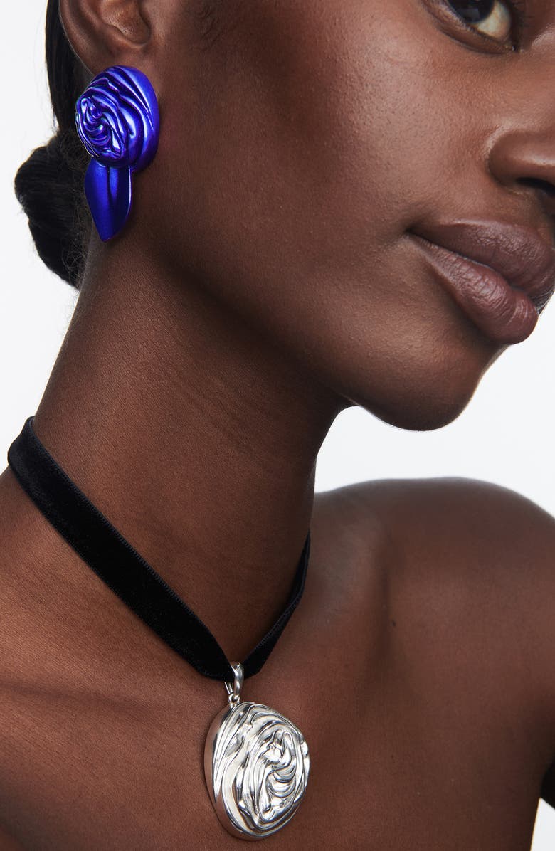 Sterling King Rosette Stud Earrings, Alternate, color, Blue