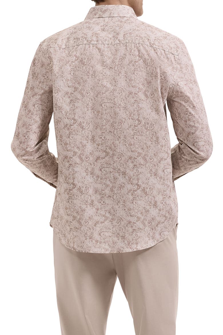 Julian Shaped Fit Paisley Button-Up Shirt, Alternate, color, COBBLESTONE