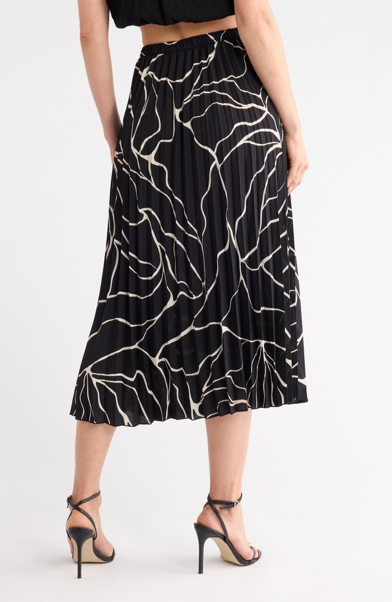 NORDSTROM RACK Chiffon Pleated Midi Skirt, Alternate, color, Black- Ivory Cracked Abstract