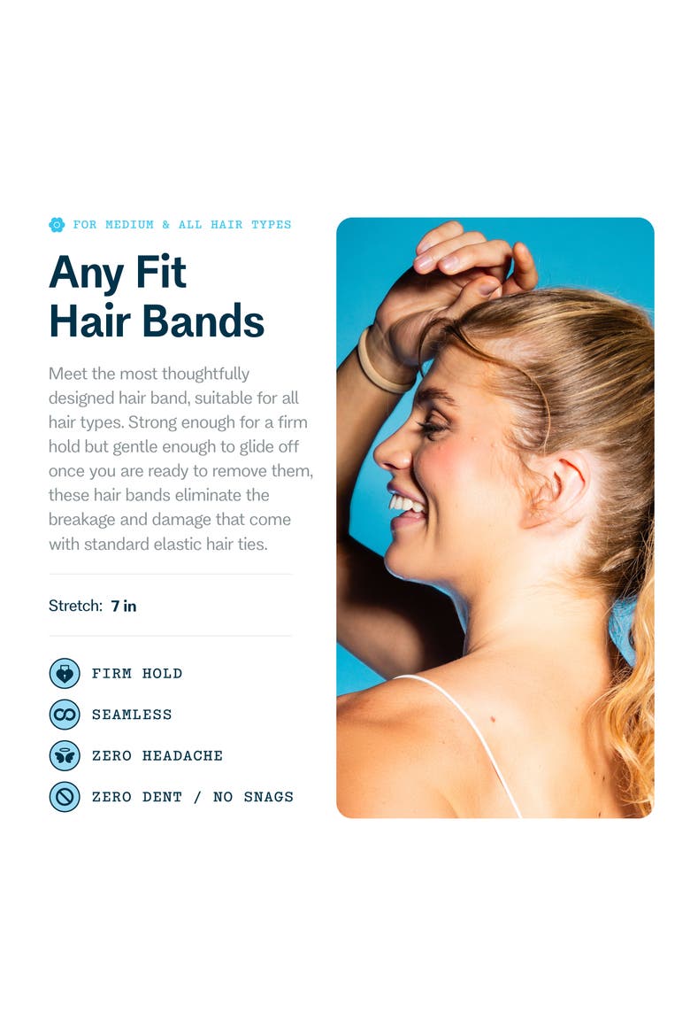 Any Fit Hair Bands, Damage Free Hair Ties Made with Seamless Microfiber Elastics, Alternate, color, Beige