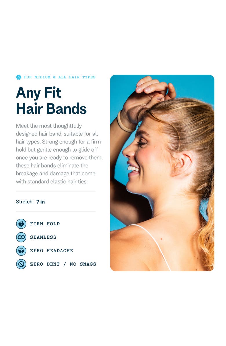 Gimme Beauty Any Fit Hair Bands, Damage Free Hair Ties Made with Seamless Microfiber Elastics, Alternate, color, Beige