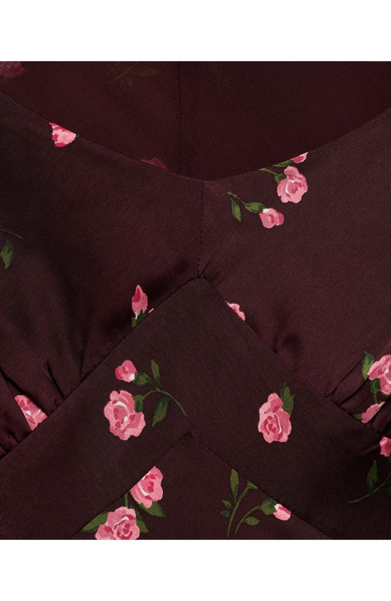 MANGO Floral Print Cap Sleeve Midi Dress, Alternate, color, 