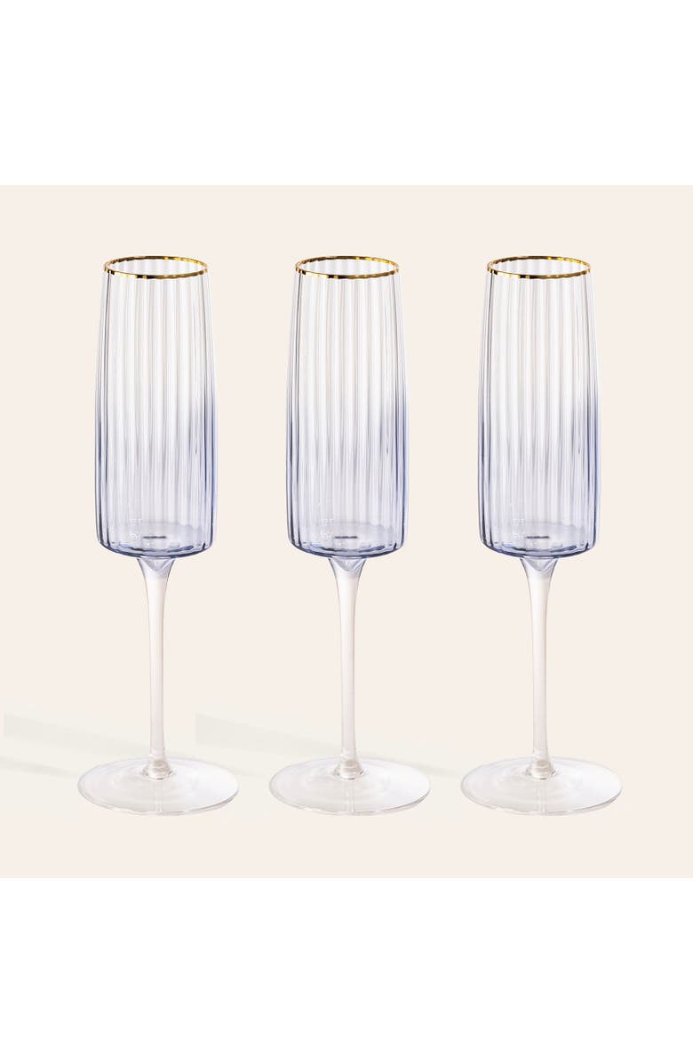 Zsa Zsa Zsu Ribbed Flute Champagne Glass 8 Oz. Set Of 3, Main, color, Clear