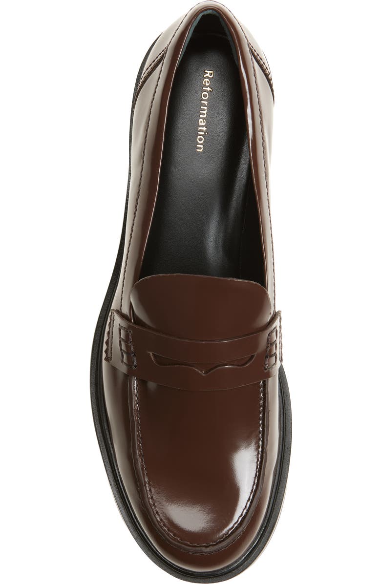 Reformation Agathea Platform Penny Loafer, Alternate, color, Espresso Leather