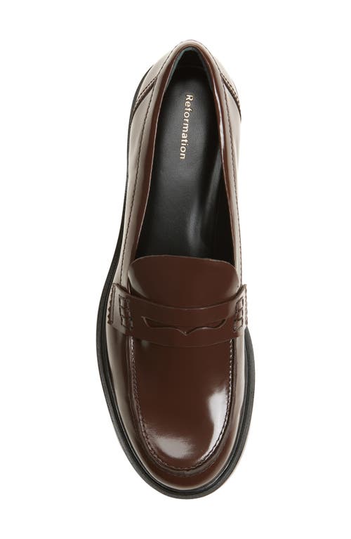 Reformation Agathea Platform Penny Loafer In Brown