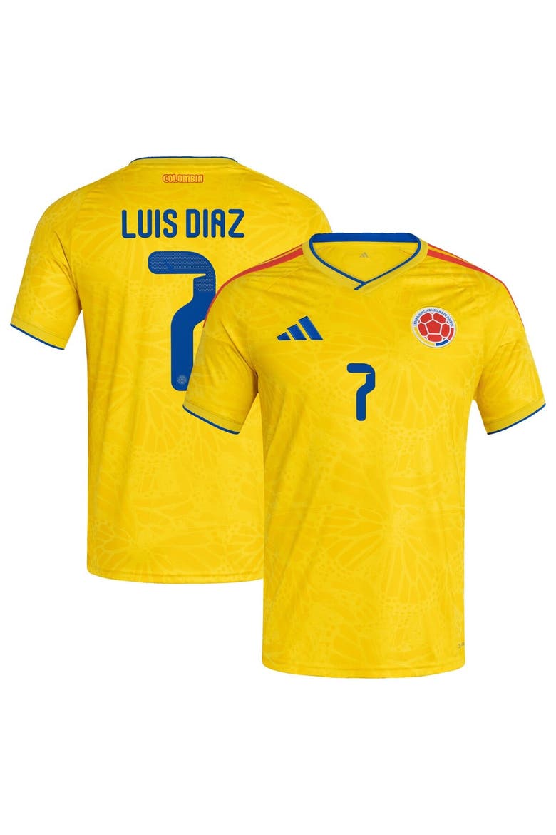 Men's adidas Luis Diaz Yellow Colombia National Team 2026 Home Replica Jersey, Main, color, Yellow