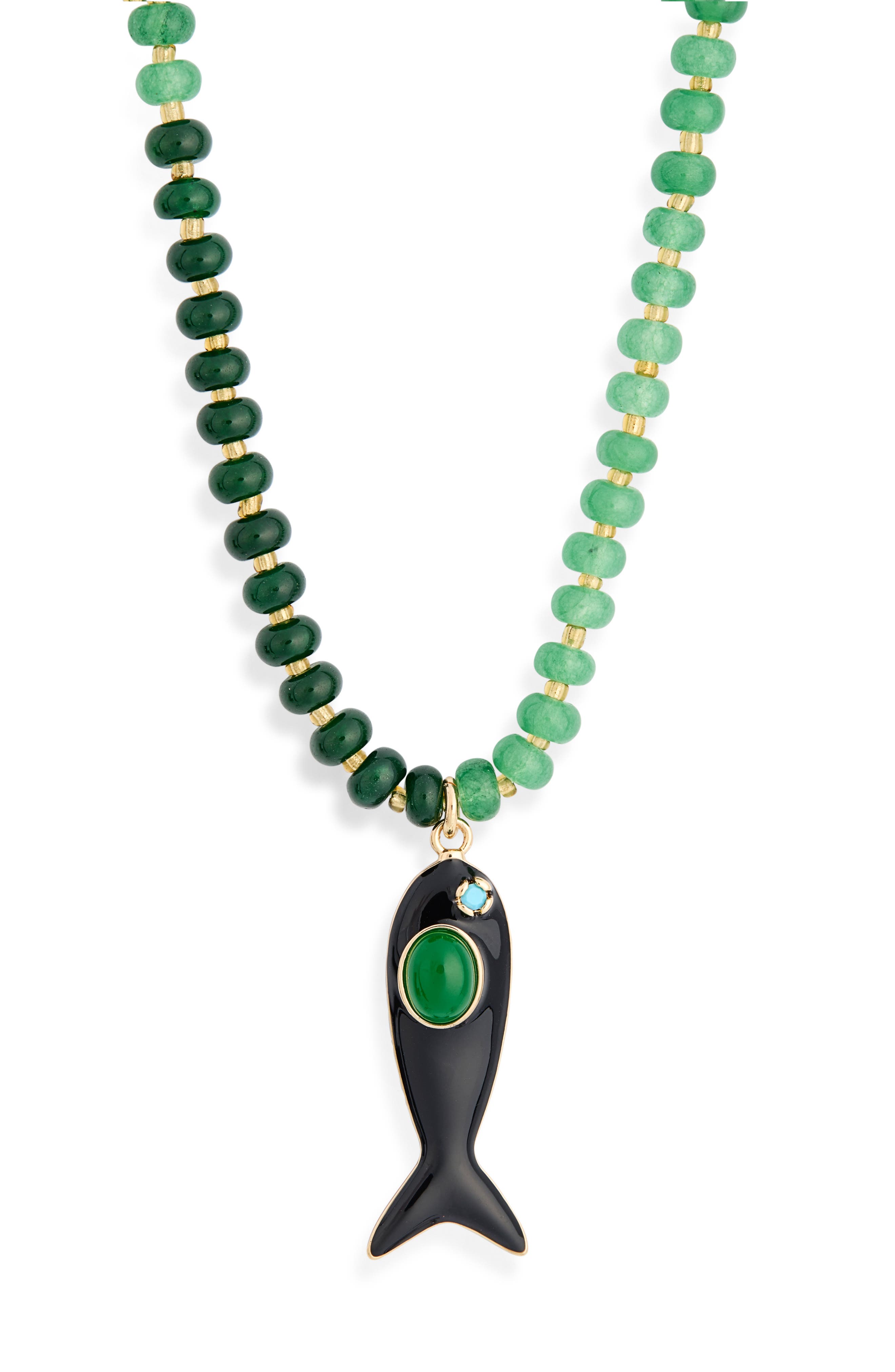 Beaded Fish Pendant Necklace