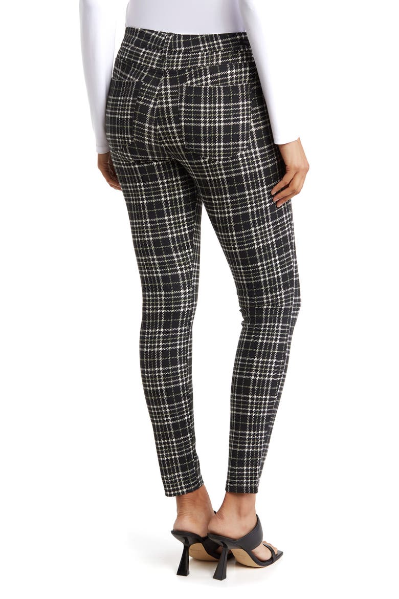Madonna Plaid Ponte Leggings, Alternate, color, BLACK/ OLIVE GLEN