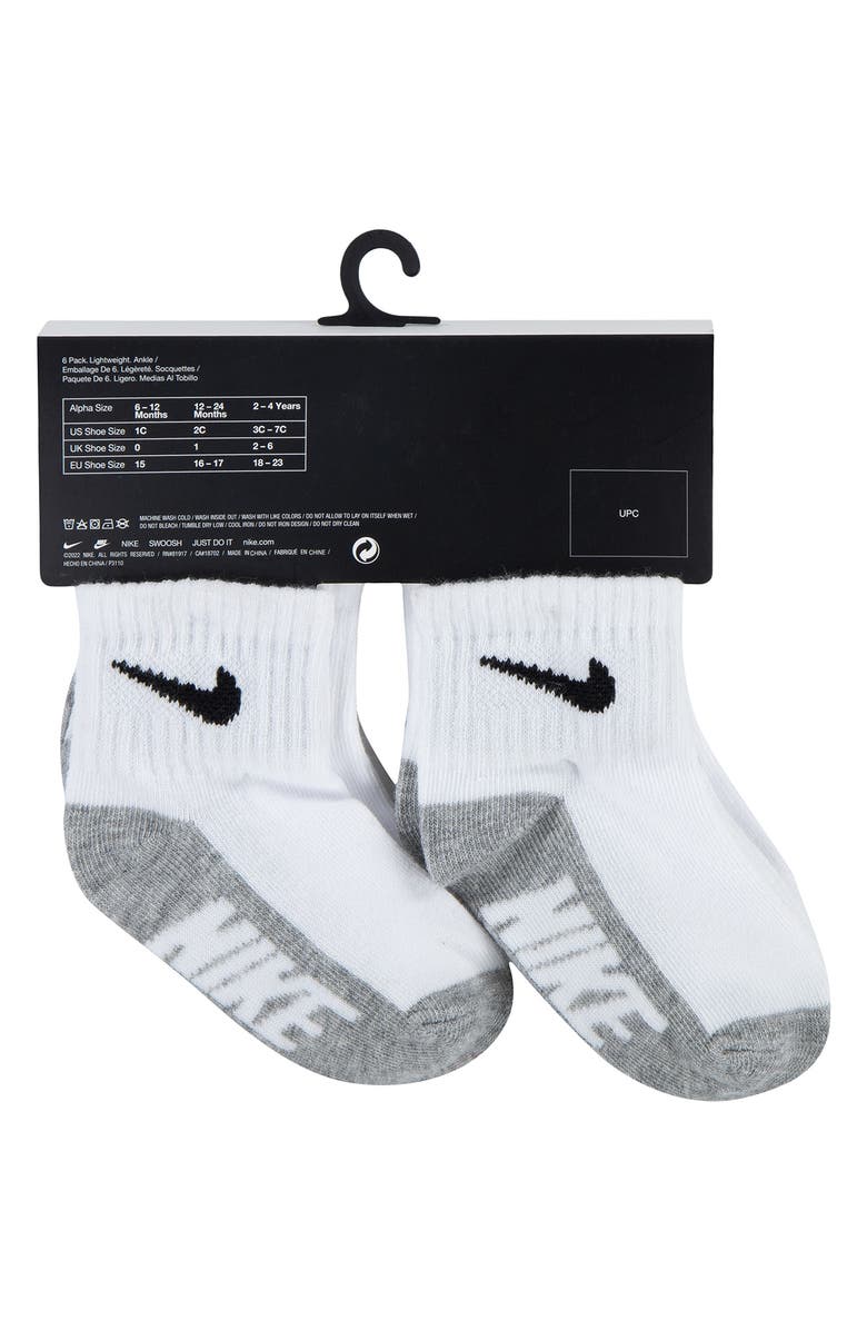 Nike Assorted 6-Pack Cotton Blend Socks, Alternate, color, White/ Dark Grey Heather