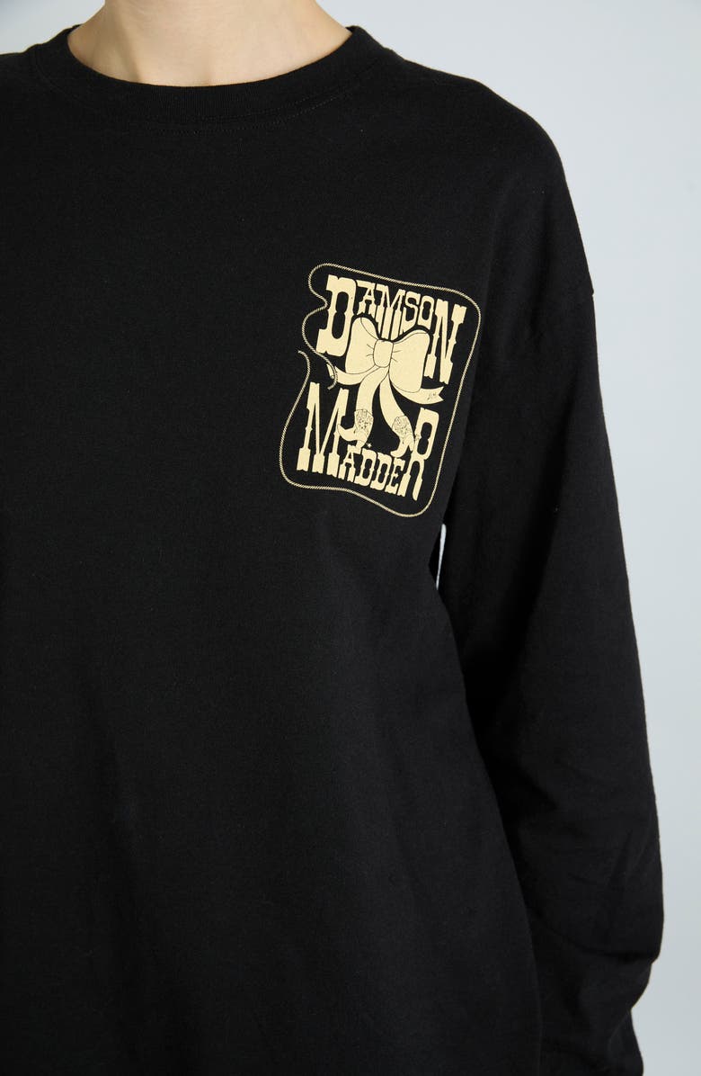 Damson Madder Cow Bow Long Sleeve Organic Cotton Graphic T-Shirt, Alternate, color, 