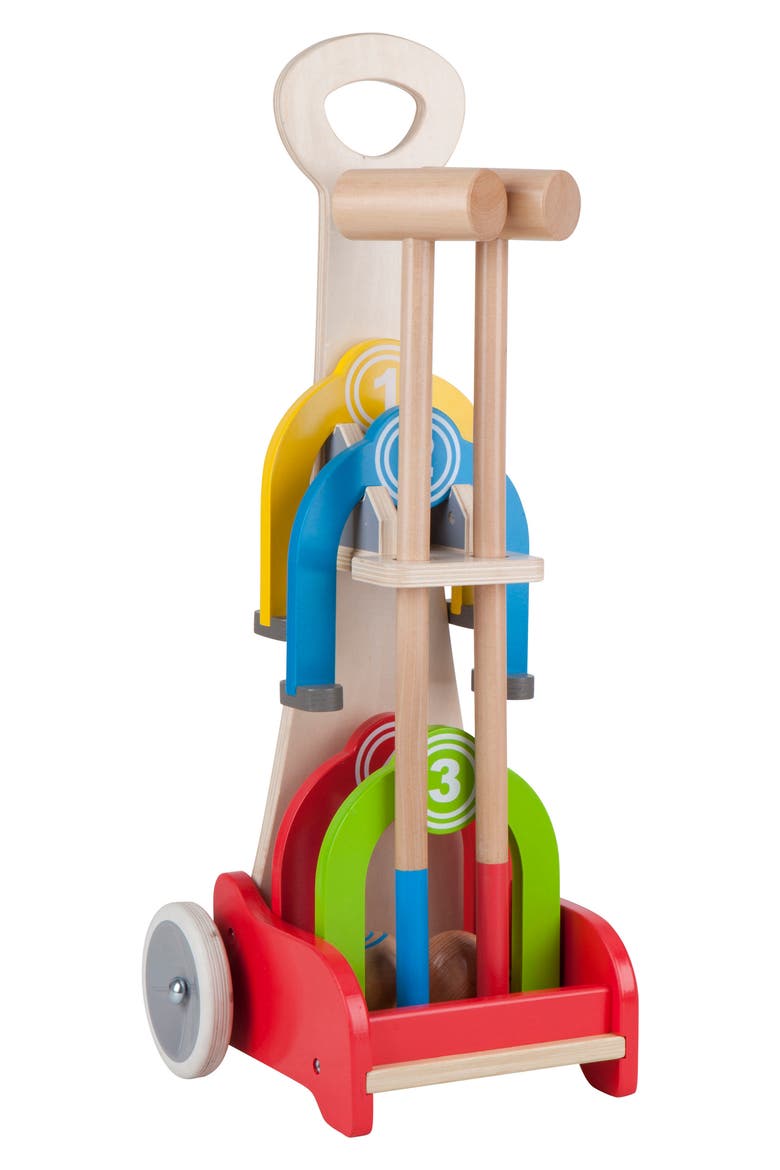 Rainbow Croquet Caddy Toy Set, Main, color, MULTI
