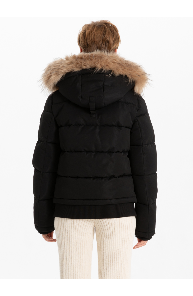 Point Zero REMOVABLE HOOD & FUR BOMBER, Alternate, color, Black