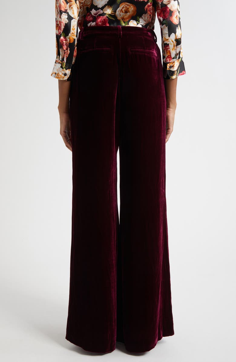 L'AGENCE Pilar Wide Leg Velvet Pants, Alternate, color, Dark Port