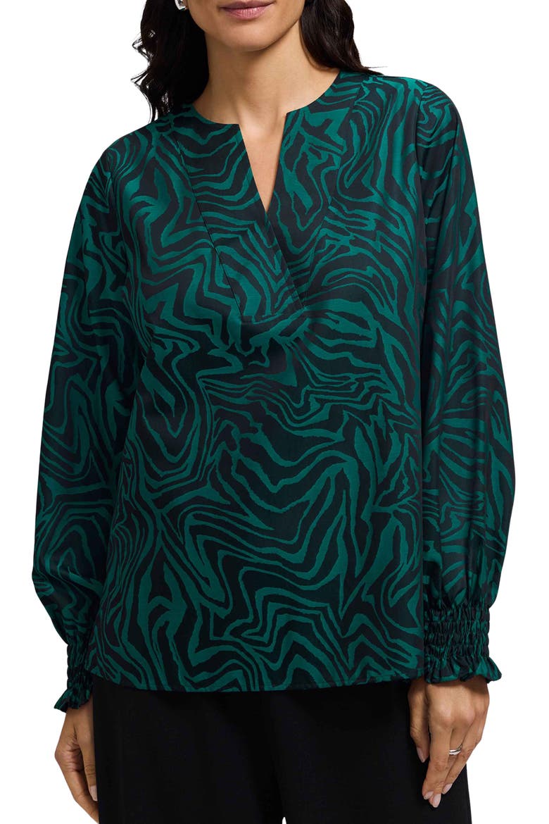 Alicia Zebra Print Cotton Blend Popover Top, Main, color, GREEN/ BLACK