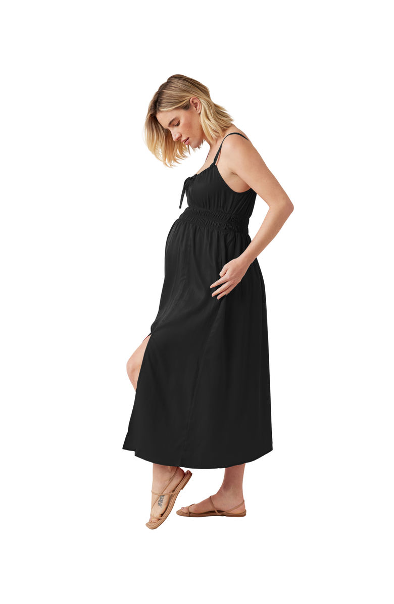 Ingrid & Isabel The Amalfi Maternity Midi Strappy Dress, Alternate, color, Black