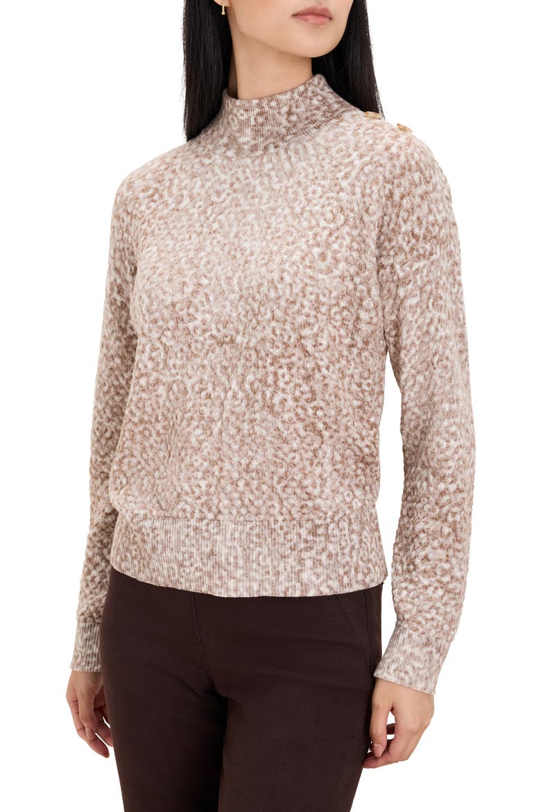 Cheetah Print Mock Neck Sweater, Main, color, NEUTRAL MULTI