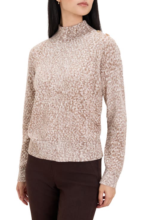 Cheetah Print Mock Neck Sweater