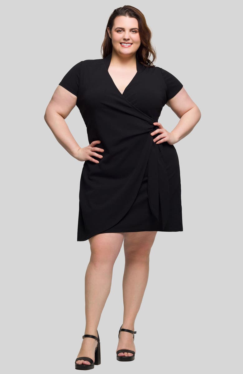 24seven Comfort Apparel Wrap Dress, Alternate, color, Black