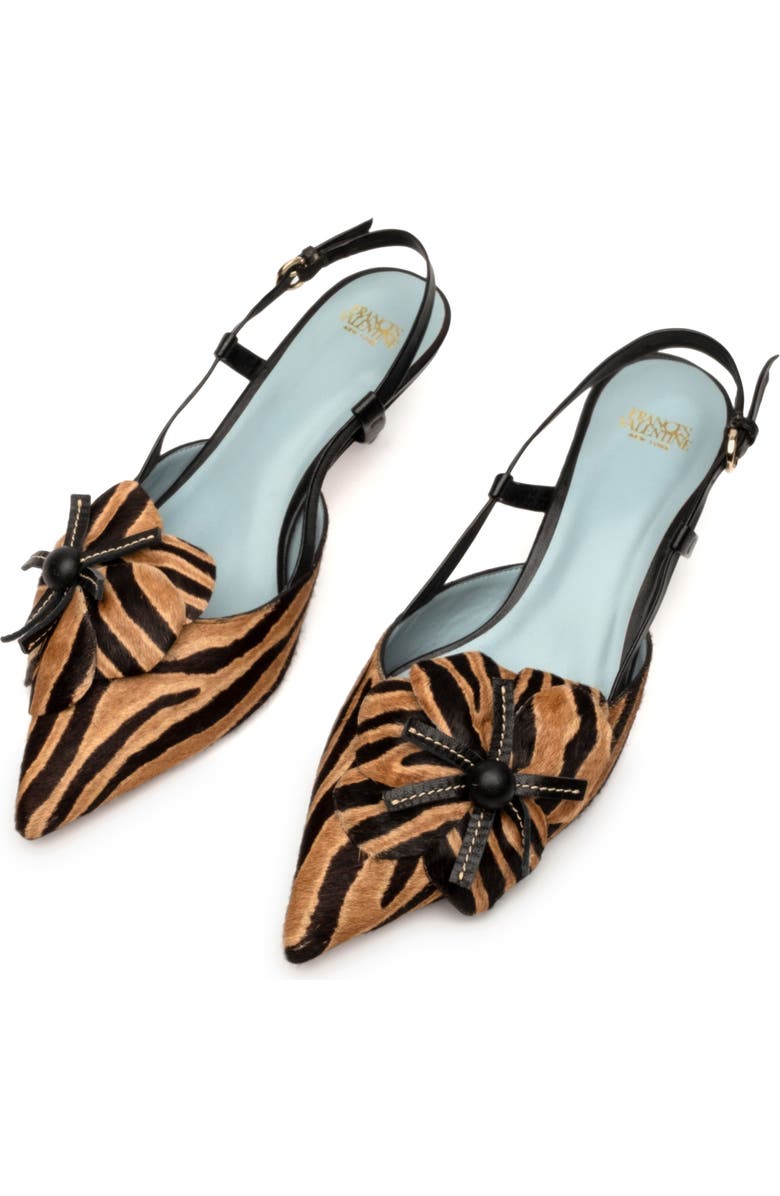 Frances Valentine Flower Genuine Calf Hair Kitten Heel Slingback Pump, Alternate, color, Zebra Haircalf