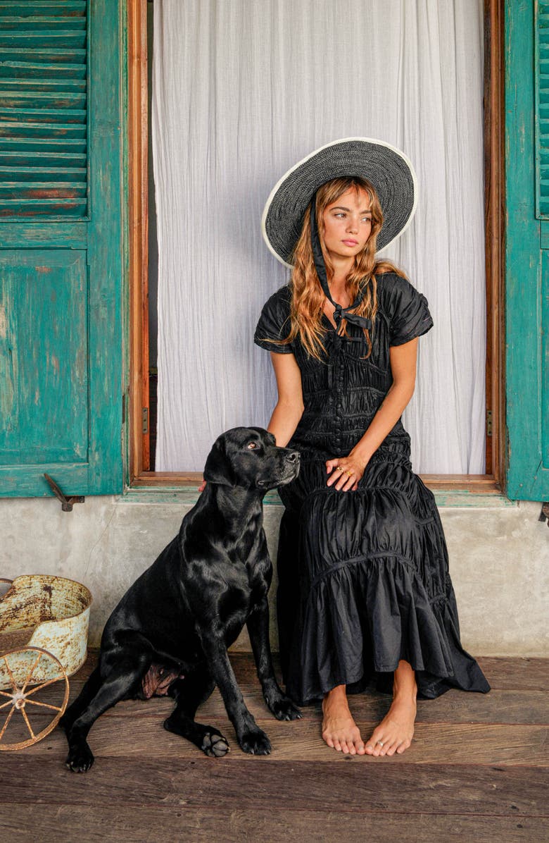 BRUNNA.CO The Srikandi Ruffle Maxi Dress, Alternate, color, Black