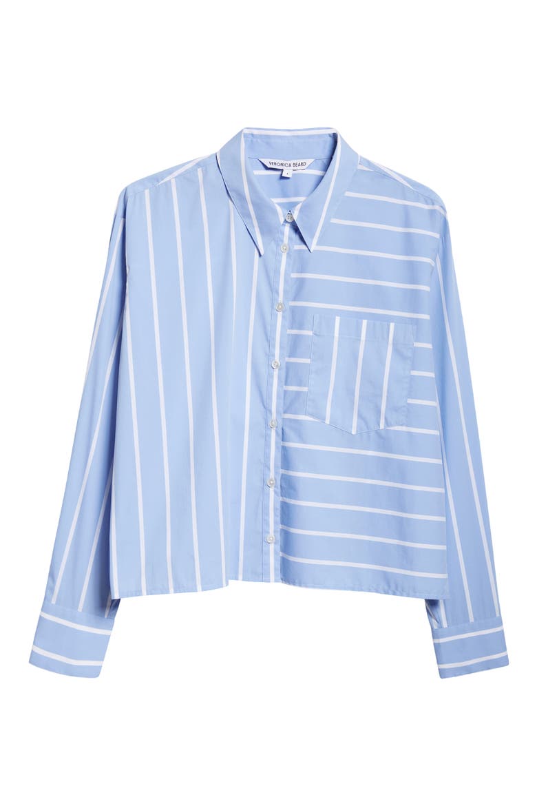 Kinley Directional Stripe Cotton Blend Button-Up Shirt, Alternate, color, HYDRANGEA/ WHITE