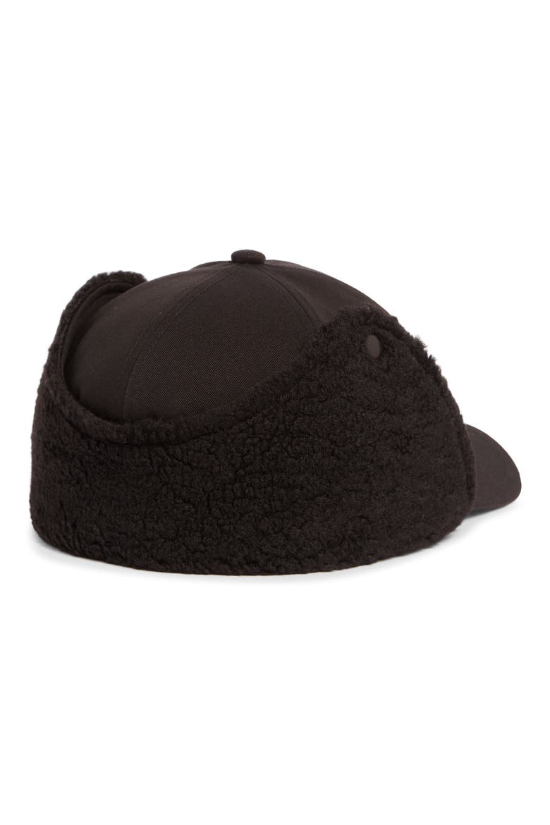 Faux Shearling Lined Flap Trapper Cap, Alternate, color, BLACK