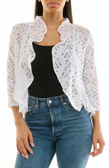 Nina Leonard Lace Three-Quarter Sleeve Bolero