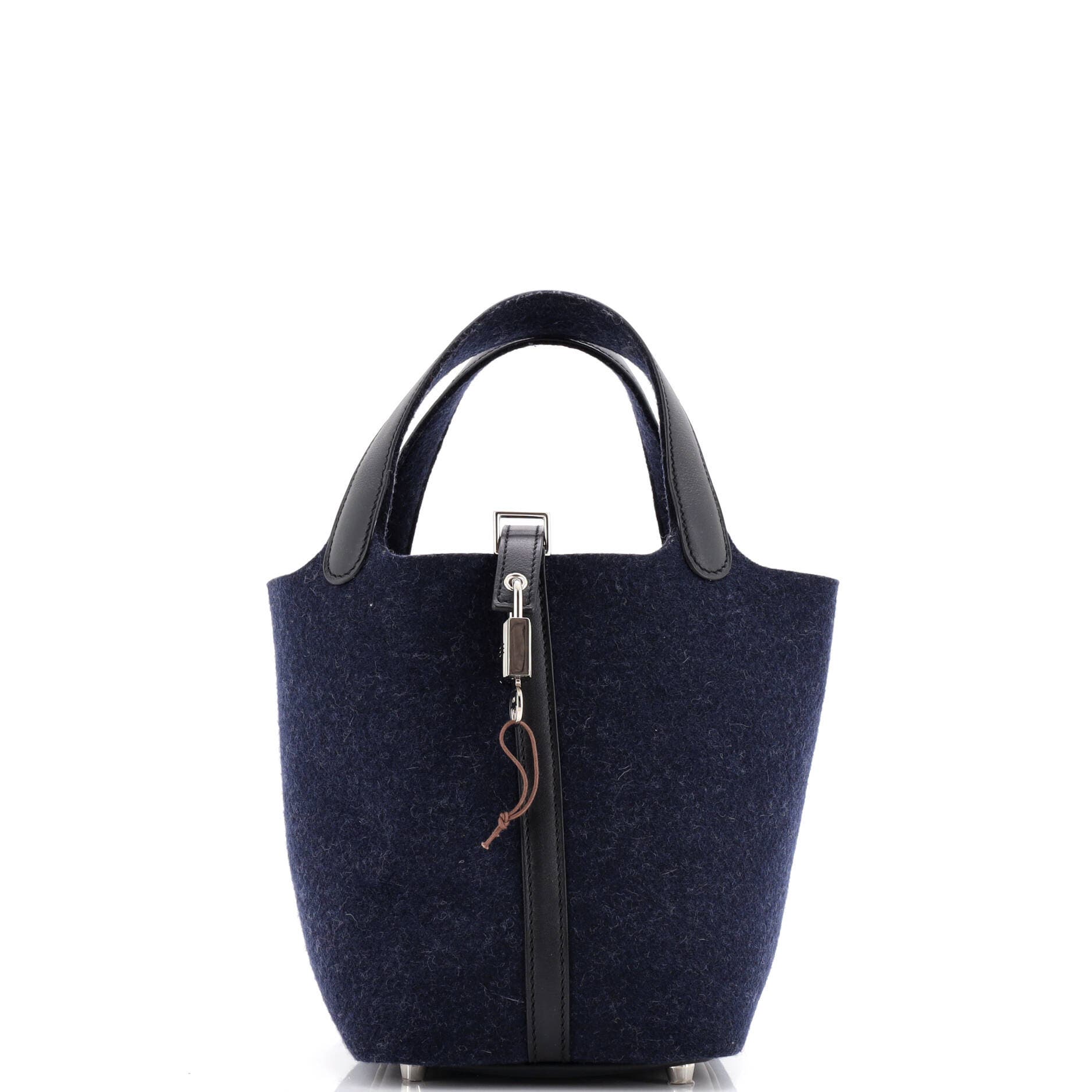 Pre-Owned Hermes Picotin Lock Bag Felt with Leather PM, Main, color, Bleu Nuit