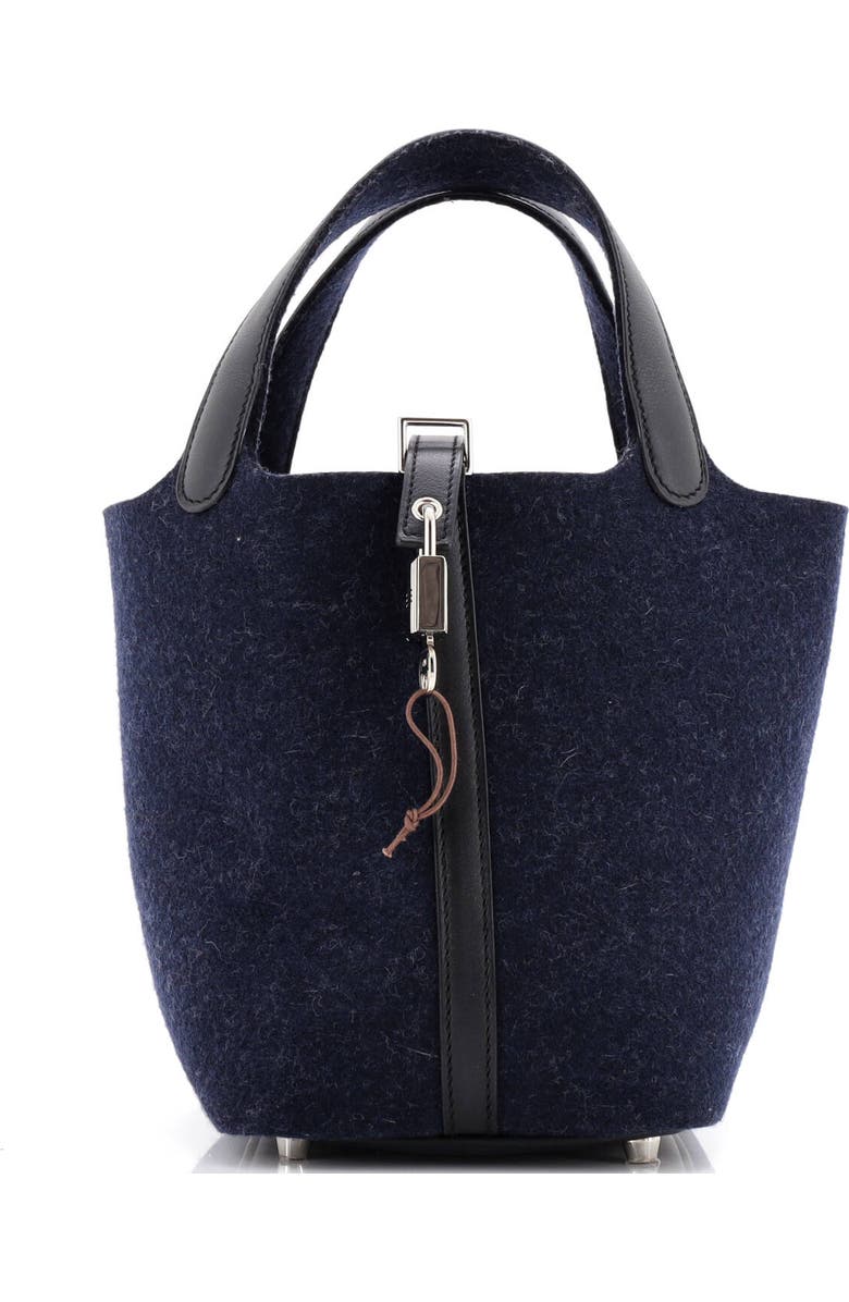 Pre-Owned Hermes Picotin Lock Bag Felt with Leather PM, Main, color, Bleu Nuit