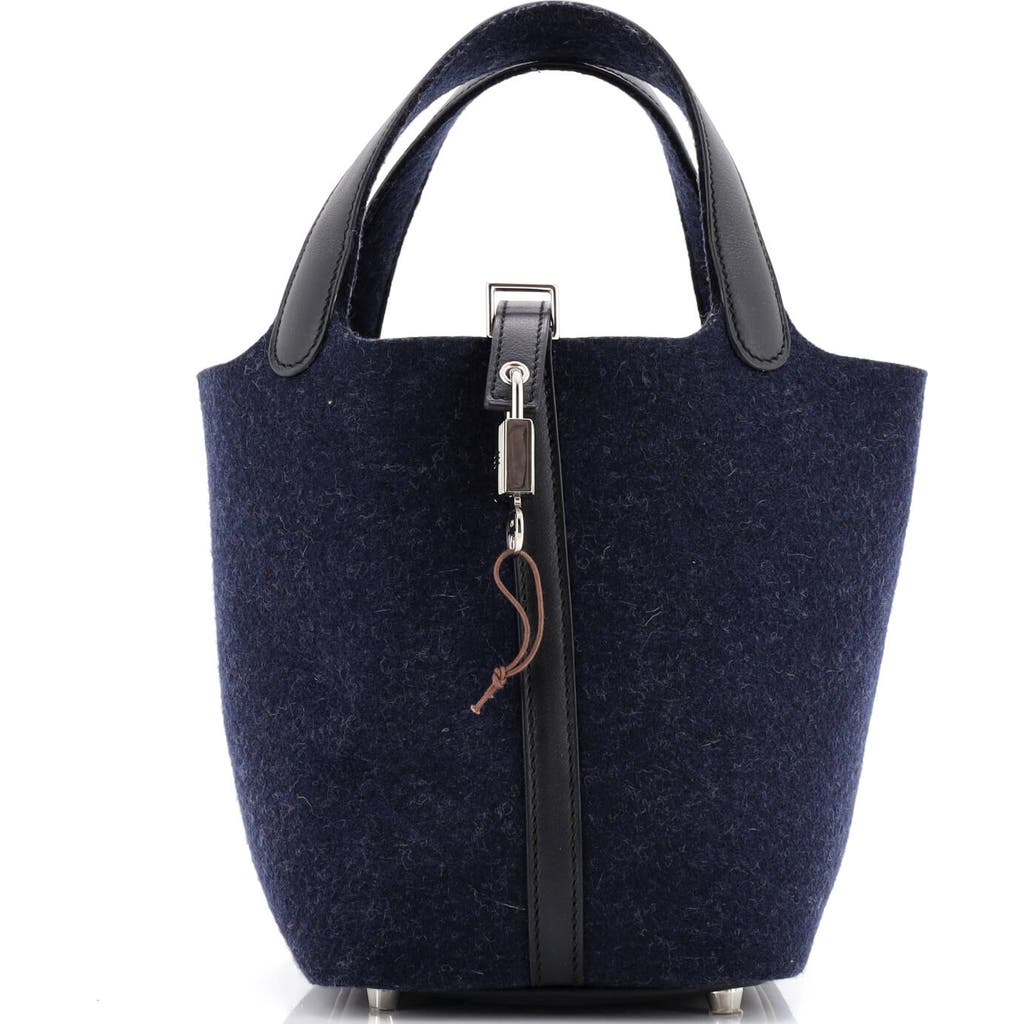 Pre-owned Hermes Hermes Picotin Lock Bag Felt With Leather Pm In Blue
