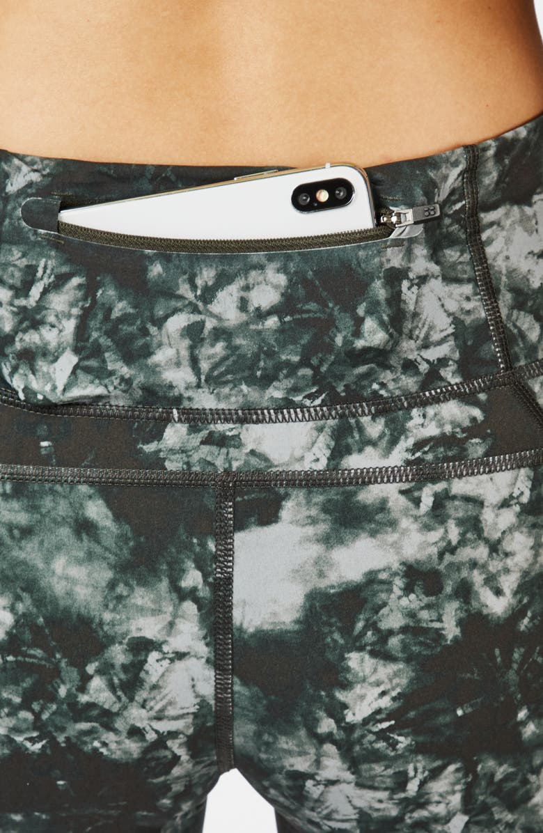Sweaty Betty Zero Gravity Pocket 7/8 Running Leggings, Alternate, color, Green Tie Dye Print