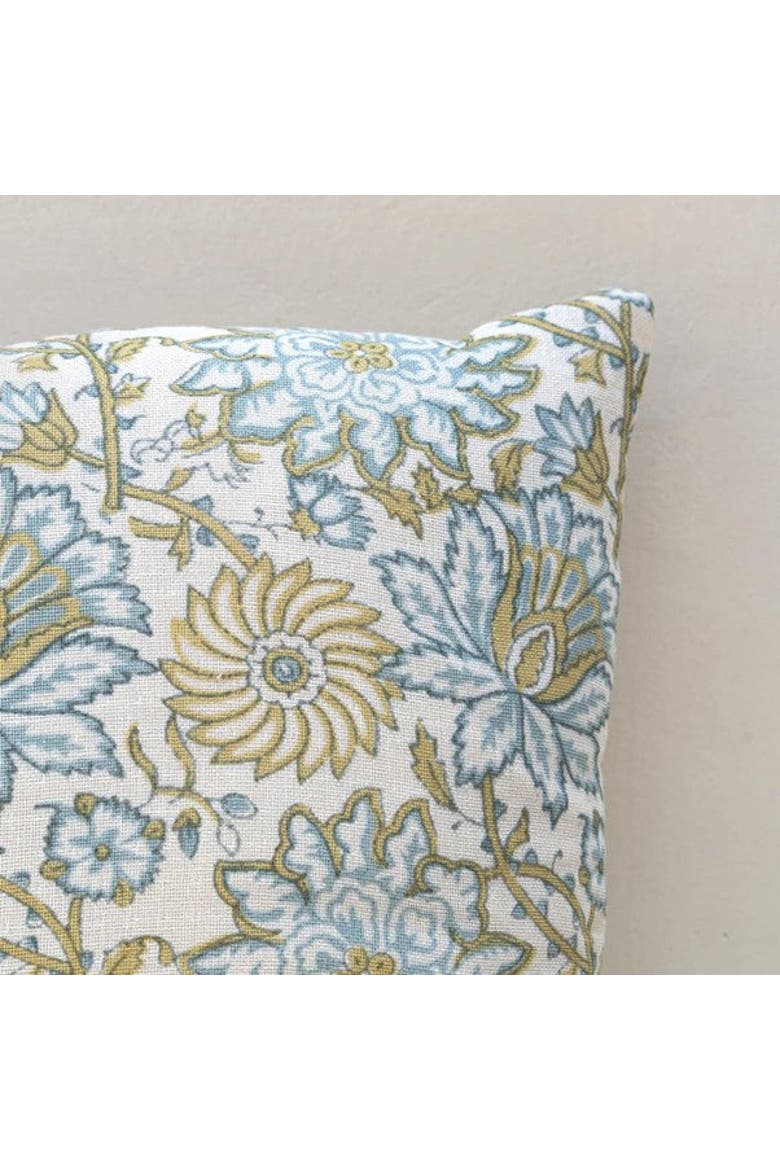 Bloom Blockprint Pillow - Cover Only, Alternate, color, Blue