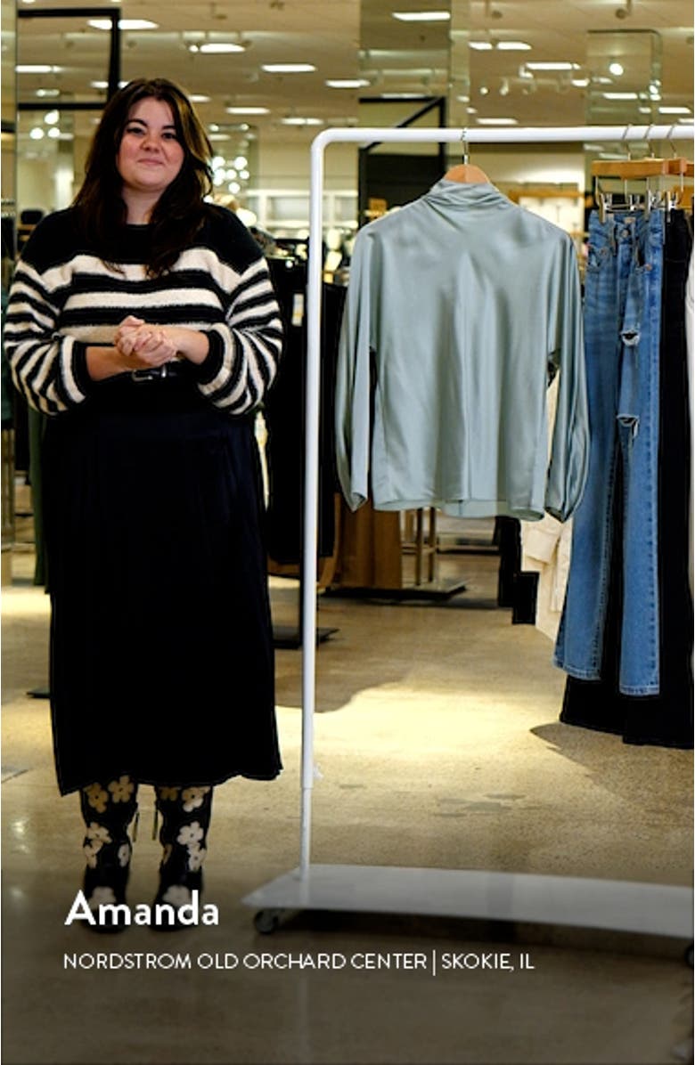 Draped Funnel Neck Silk Top, sales video thumbnail