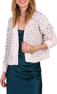 SAACHI Gemstone Cable Knit Hooded Cardigan