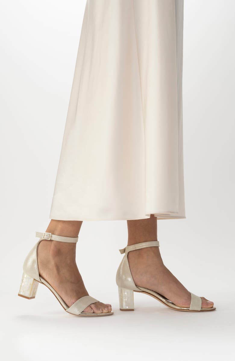 Freya Rose Martene Midi Ankle Strap Pearl Heel Sandal, Alternate, color, Champagne
