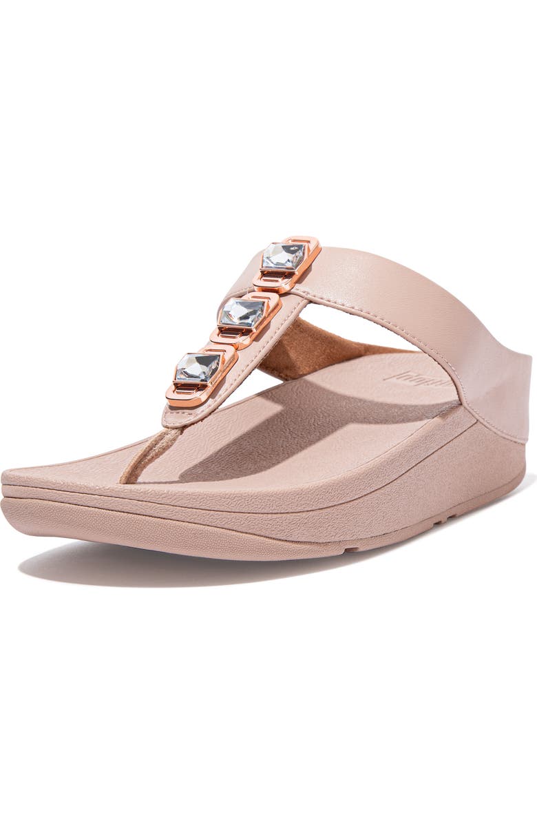 FitFlop Fino Crystal Wedge Flip Flop Sandal, Alternate, color, Beige