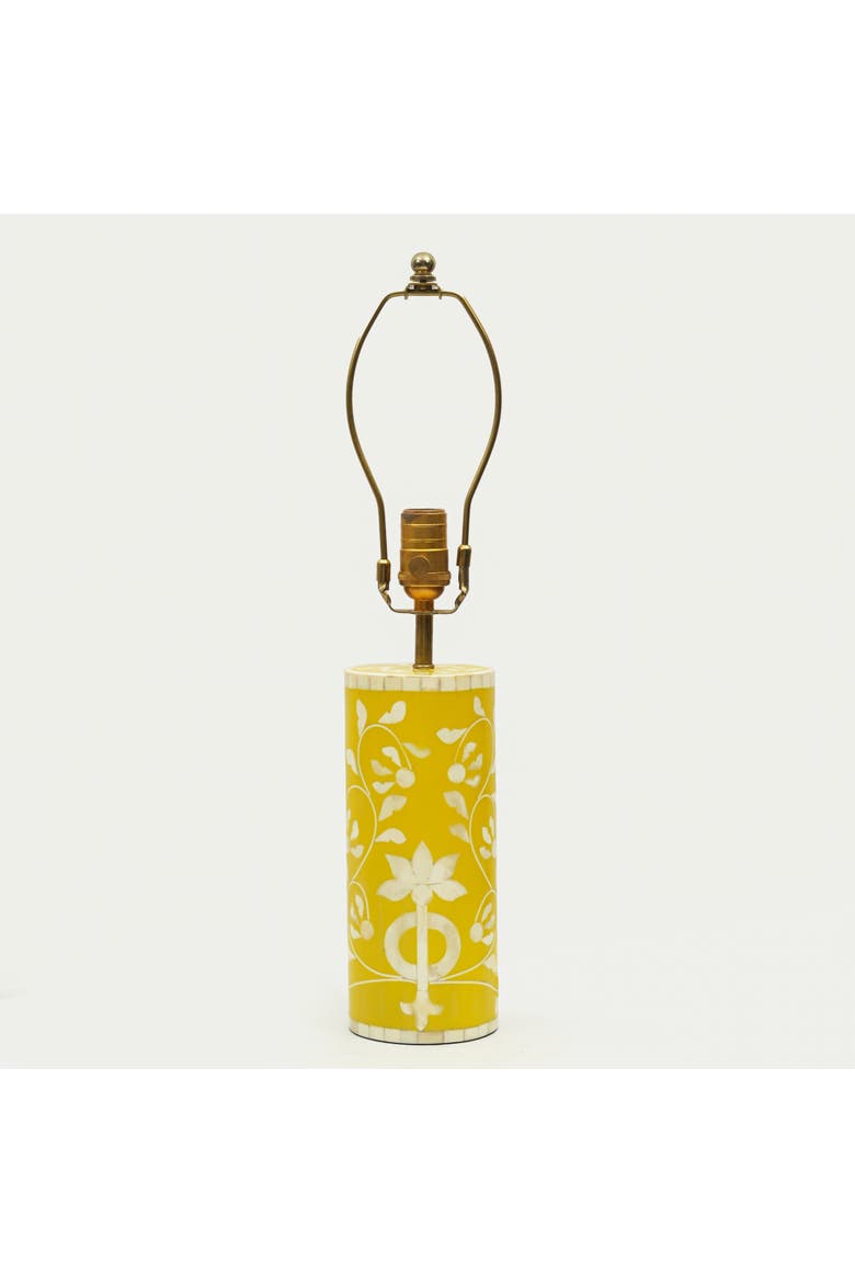 Floral Vines Inlay Yellow Table Lamp, Main, color, Yellow