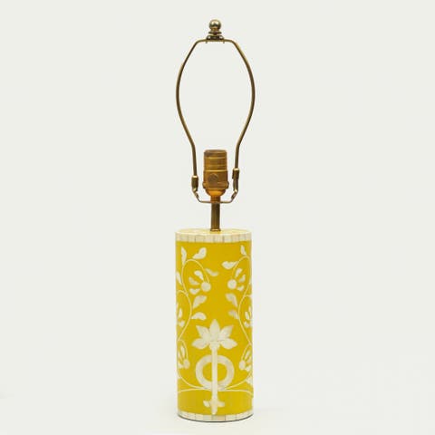 Floral Vines Inlay Yellow Table Lamp