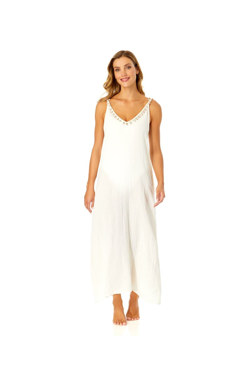 Anne Cole Women's V Neck Braided Shell Strap Cover Up, Main, color, Gardenia