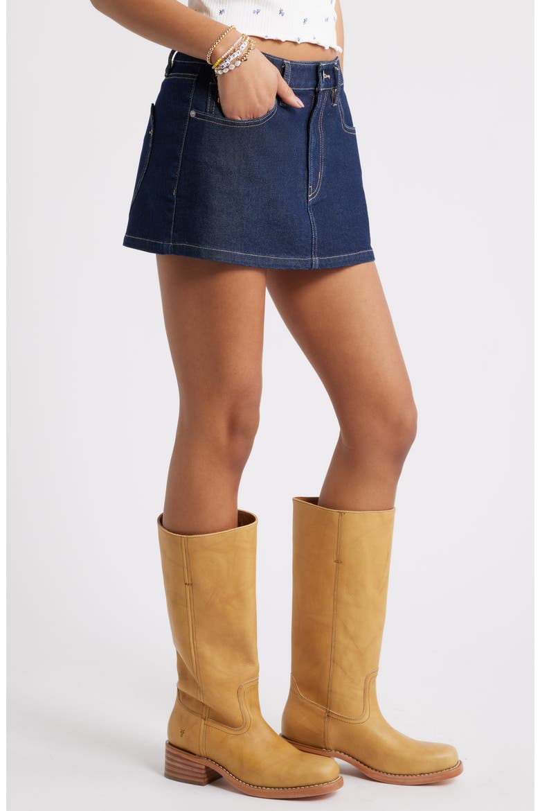 Heart Pocket Low Rise Denim Miniskirt, Alternate, color, RINSE WASH